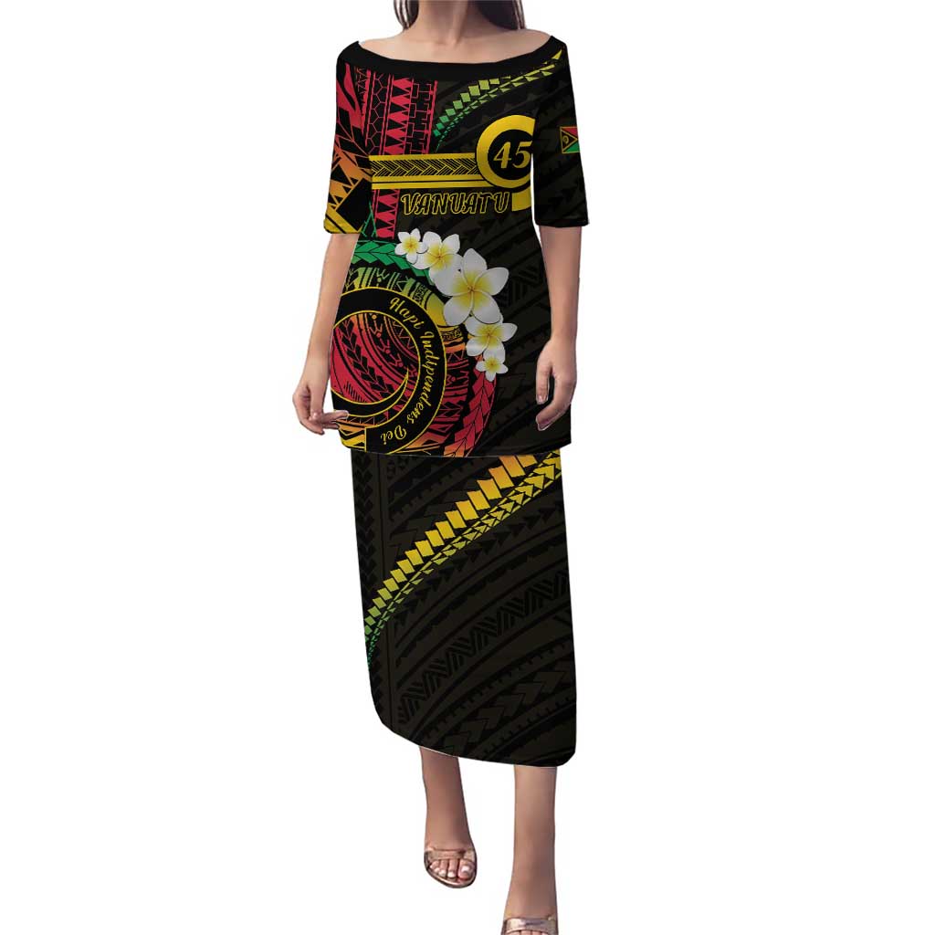 Vanuatu Independence Day Puletasi Yumi 45th Hapi Indipendens Dei LT01 Long Dress Black - Polynesian Pride