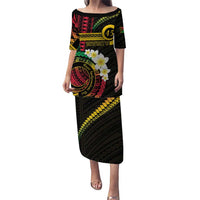 Vanuatu Independence Day Puletasi Yumi 45th Hapi Indipendens Dei LT01 Long Dress Black - Polynesian Pride