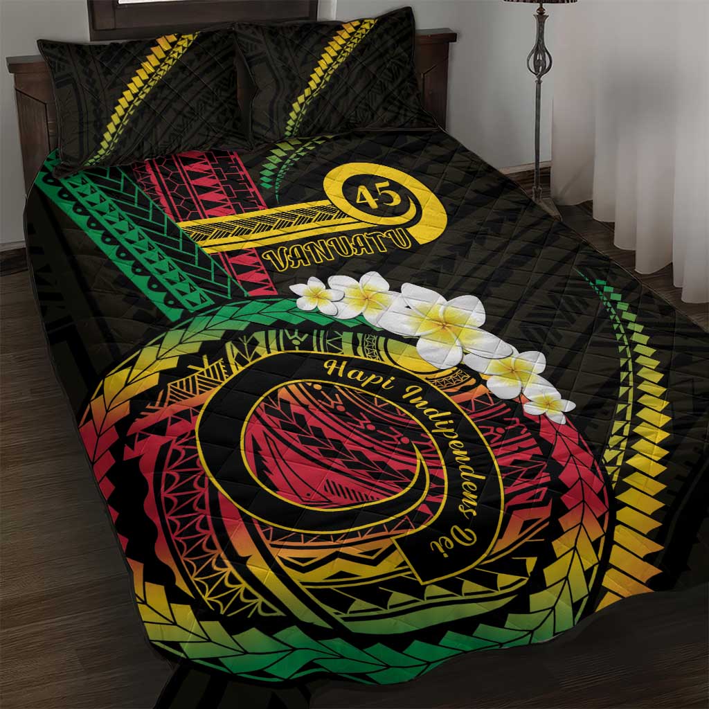 Vanuatu Independence Day Quilt Bed Set Yumi 45th Hapi Indipendens Dei LT01 Black - Polynesian Pride