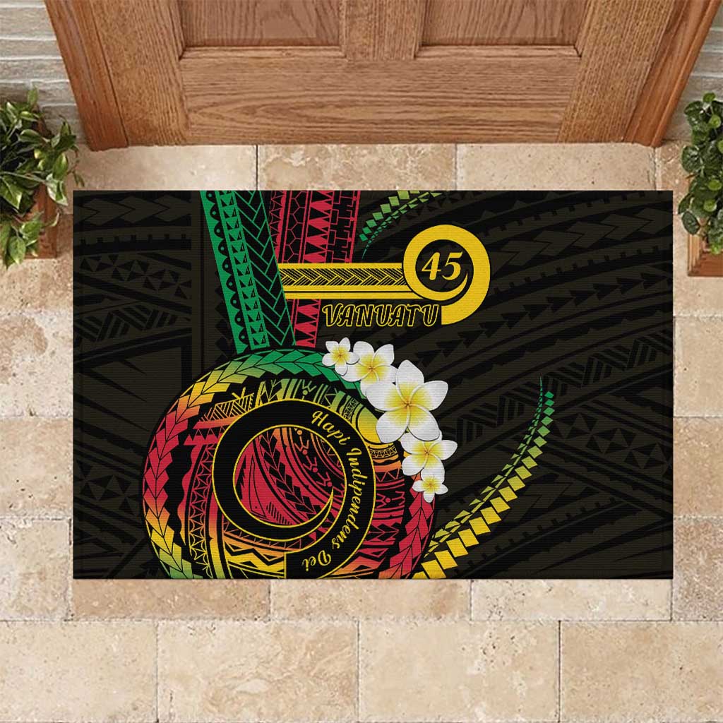 Vanuatu Independence Day Rubber Doormat Yumi 45th Hapi Indipendens Dei LT01 Black - Polynesian Pride