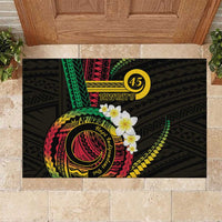Vanuatu Independence Day Rubber Doormat Yumi 45th Hapi Indipendens Dei LT01 Black - Polynesian Pride