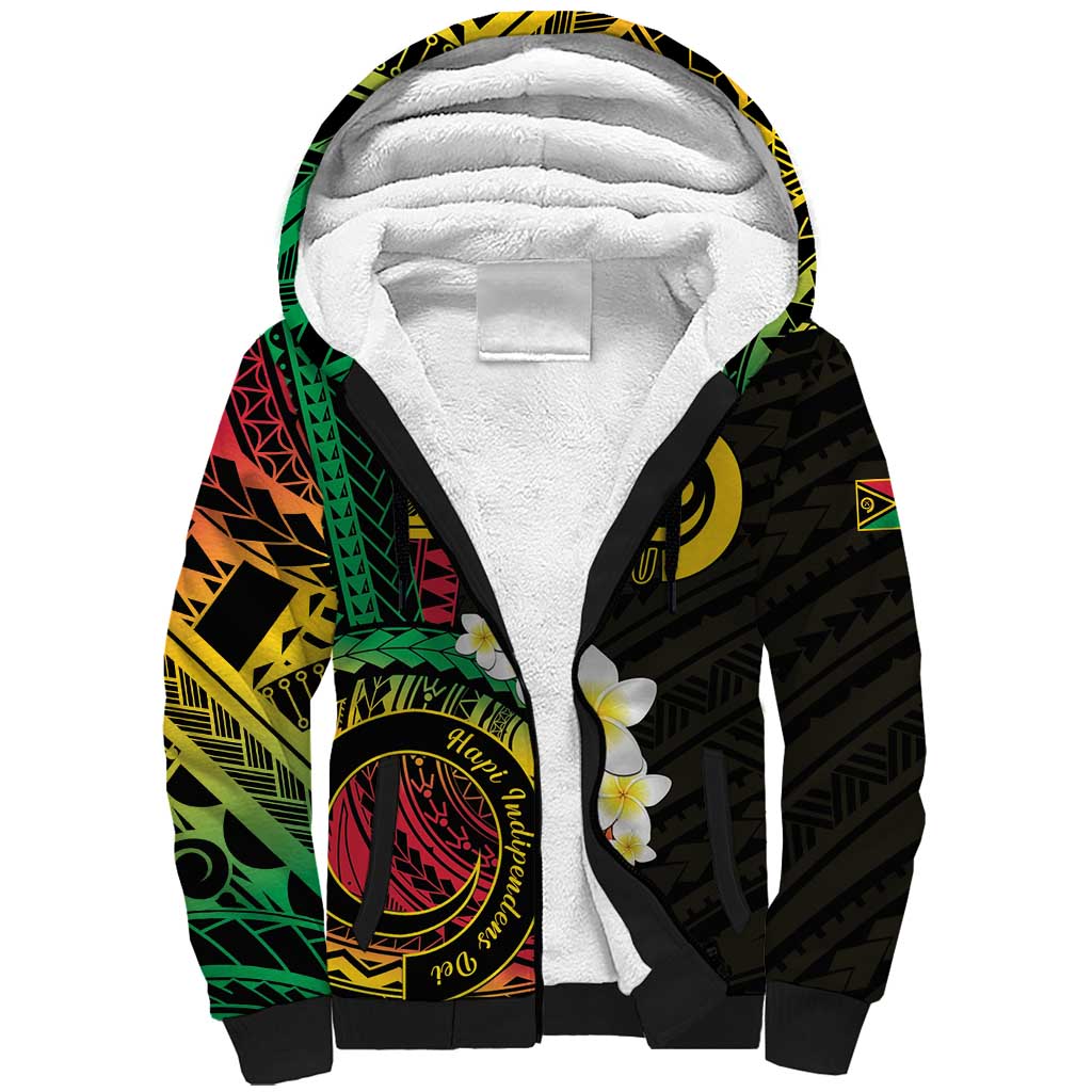 Vanuatu Independence Day Sherpa Hoodie Yumi 45th Hapi Indipendens Dei LT01 Unisex Black - Polynesian Pride