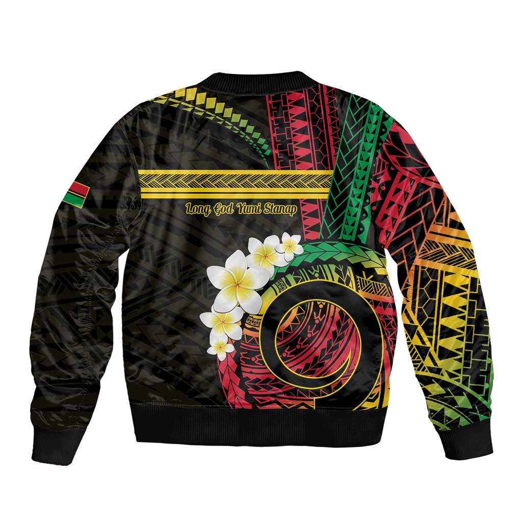 Vanuatu Independence Day Sleeve Zip Bomber Jacket Yumi 45th Hapi Indipendens Dei LT01 - Polynesian Pride