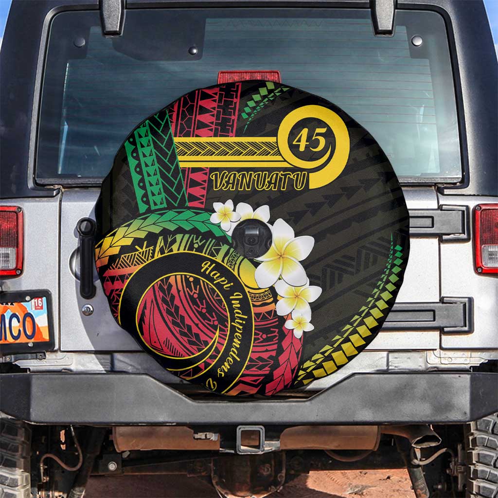 Vanuatu Independence Day Spare Tire Cover Yumi 45th Hapi Indipendens Dei LT01 Black - Polynesian Pride