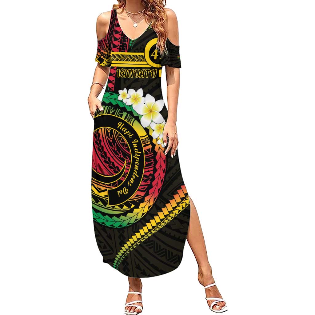 Vanuatu Independence Day Summer Maxi Dress Yumi 45th Hapi Indipendens Dei LT01 Women Black - Polynesian Pride