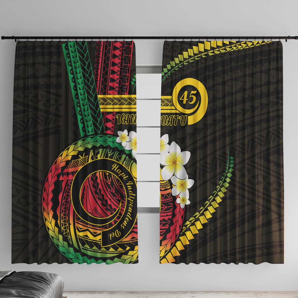 Vanuatu Independence Day Window Curtain Yumi 45th Hapi Indipendens Dei LT01 With Hooks Black - Polynesian Pride