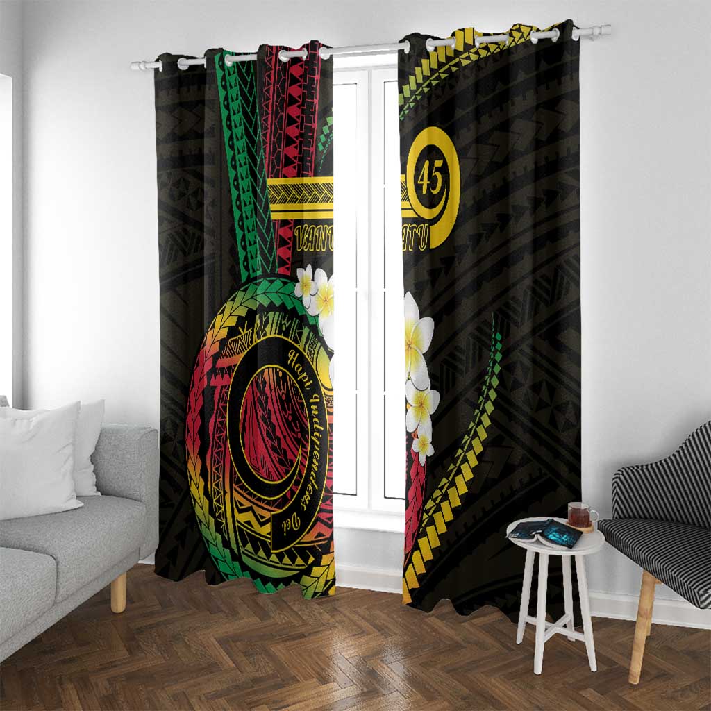 Vanuatu Independence Day Window Curtain Yumi 45th Hapi Indipendens Dei LT01 With Grommets Black - Polynesian Pride