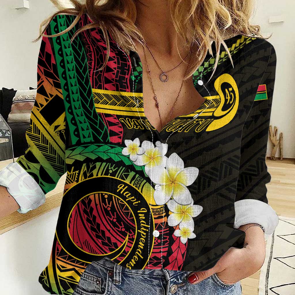 Vanuatu Independence Day Women Casual Shirt Yumi 45th Hapi Indipendens Dei LT01