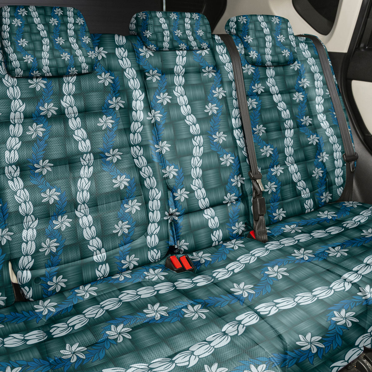 Pikake Maile Tiare Lei Back Car Seat Cover Polu Lauhala Pattern