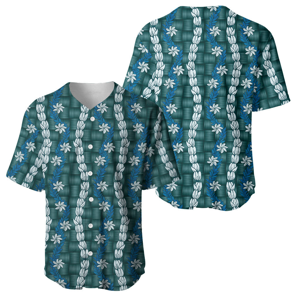 Pikake Maile Tiare Lei Baseball Jersey Polu Lauhala Pattern