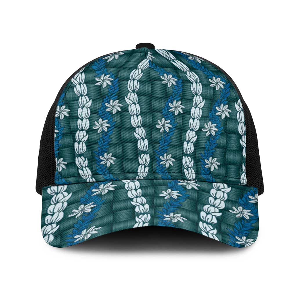 Pikake Maile Tiare Lei Baseball Net Cap Polu Lauhala Pattern