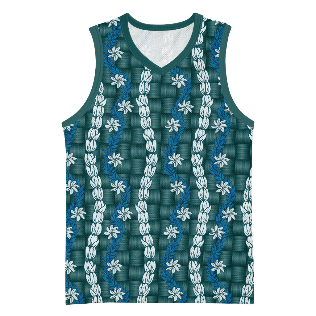 Pikake Maile Tiare Lei Basketball Jersey Polu Lauhala Pattern
