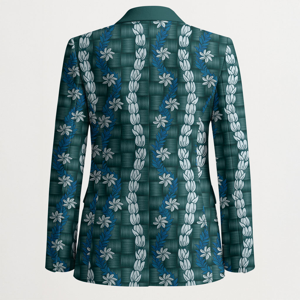 Pikake Maile Tiare Lei Blazer Polu Lauhala Pattern