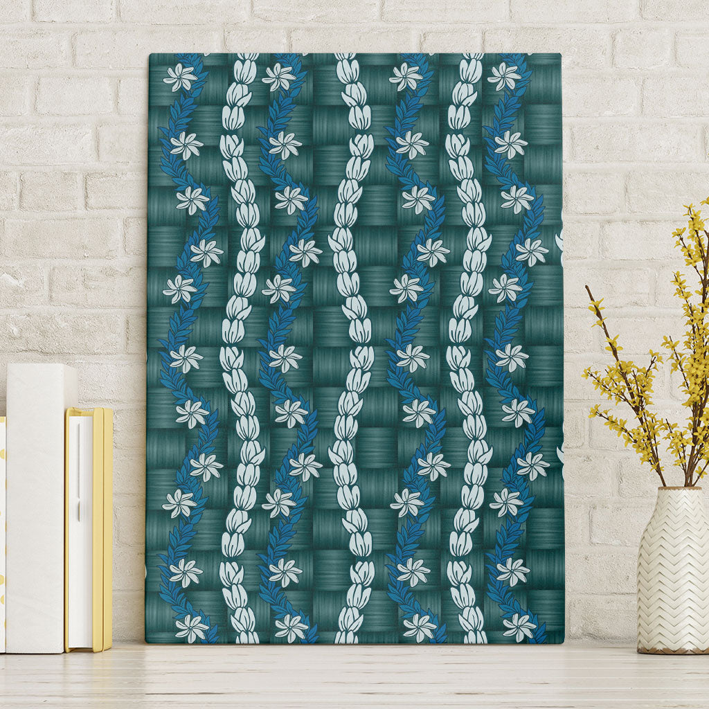 Pikake Maile Tiare Lei Canvas Wall Art Polu Lauhala Pattern LT01 Without Frame Blue - Polynesian Pride