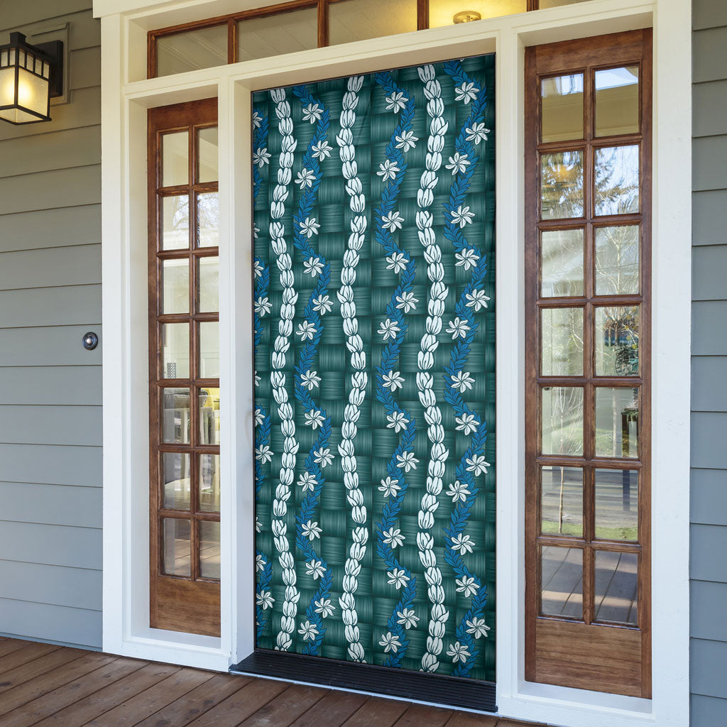 Pikake Maile Tiare Lei Door Cover Polu Lauhala Pattern