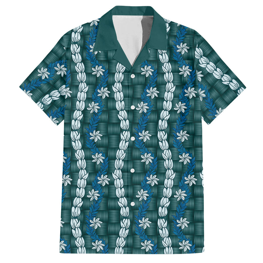 Pikake Maile Tiare Lei Hawaiian Shirt Polu Lauhala Pattern LT01 Blue - Polynesian Pride