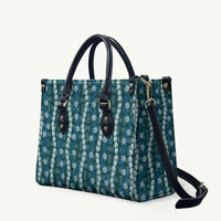 Pikake Maile Tiare Lei Leather Bag Polu Lauhala Pattern