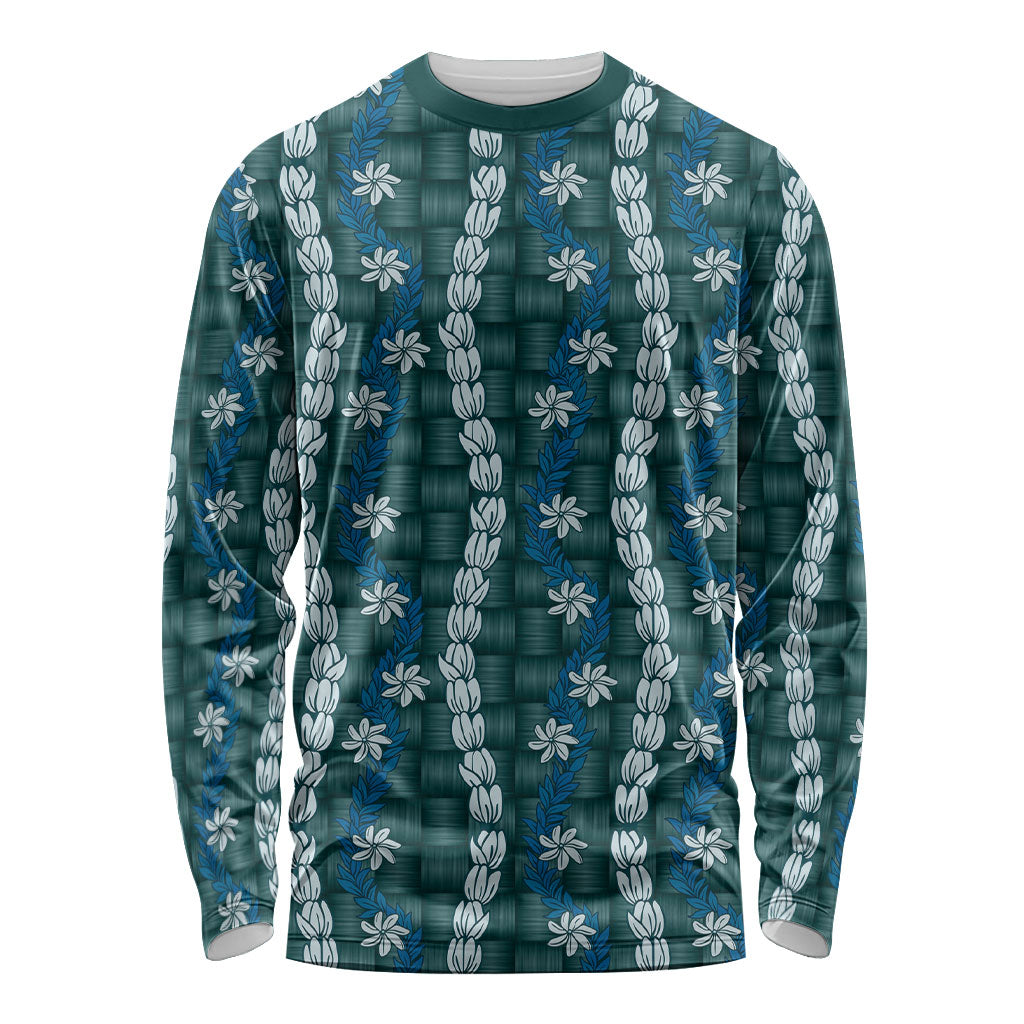 Pikake Maile Tiare Lei Long Sleeve Shirt Polu Lauhala Pattern