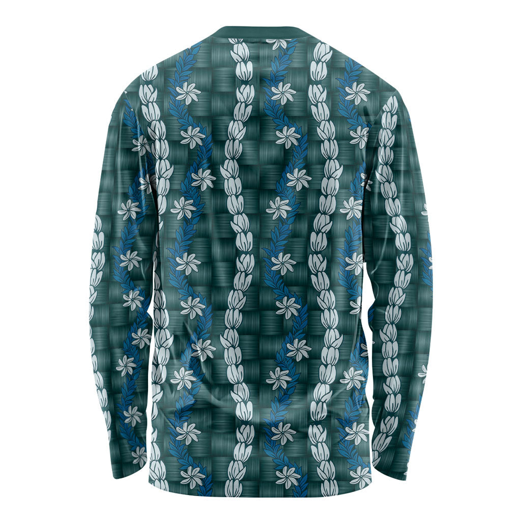 Pikake Maile Tiare Lei Long Sleeve Shirt Polu Lauhala Pattern