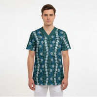 Pikake Maile Tiare Lei Scrub Top Polu Lauhala Pattern