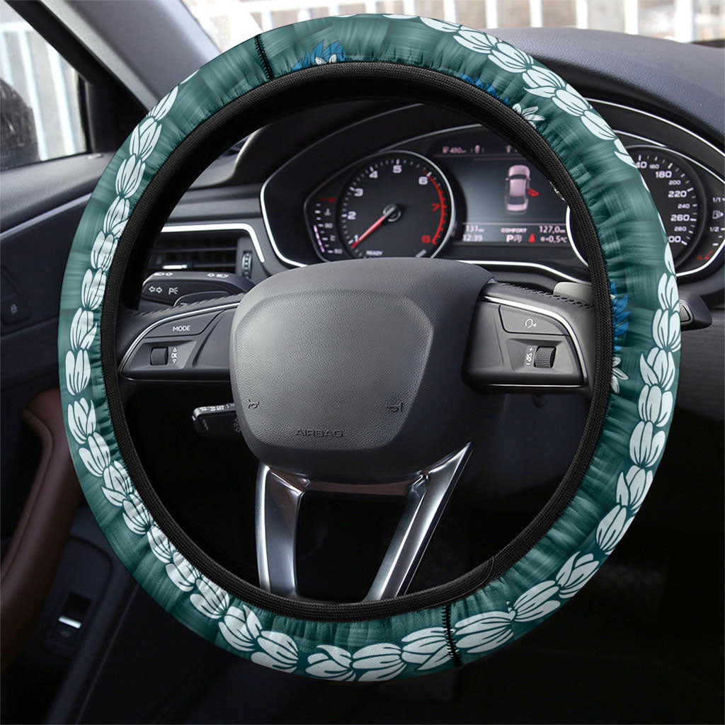 Pikake Maile Tiare Lei Steering Wheel Cover Polu Lauhala Pattern