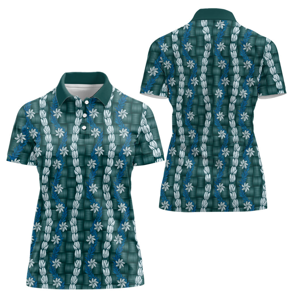 Pikake Maile Tiare Lei Women Polo Shirt Polu Lauhala Pattern