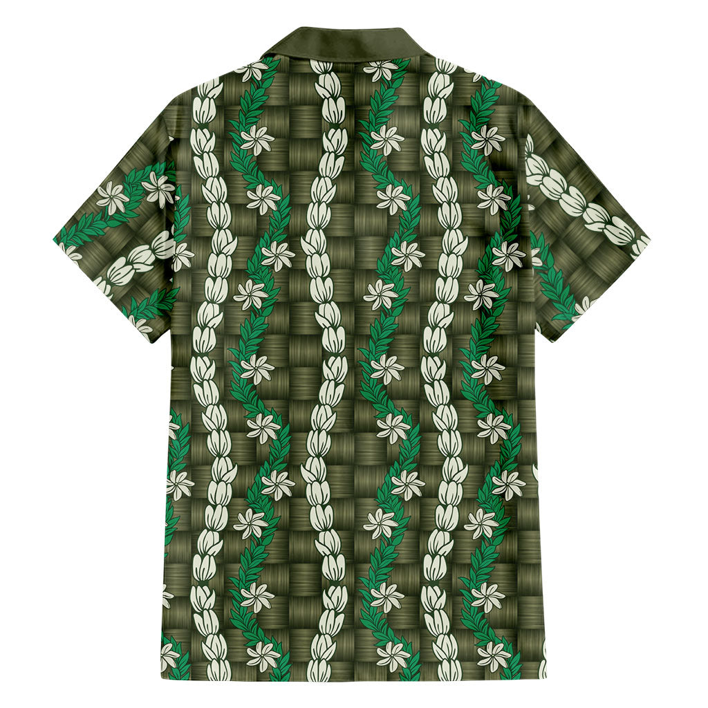 Pikake Maile Tiare Lei Family Matching Long Sleeve Bodycon Dress and Hawaiian Shirt Omaomao Lauhala Pattern