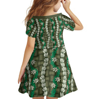 Pikake Maile Tiare Lei Family Matching Short Sleeve Bodycon Dress and Hawaiian Shirt Omaomao Lauhala Pattern