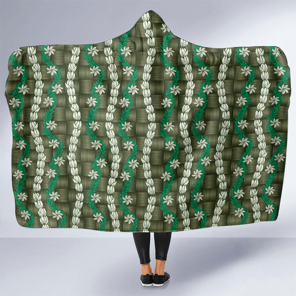 Pikake Maile Tiare Lei Hooded Blanket Omaomao Lauhala Pattern