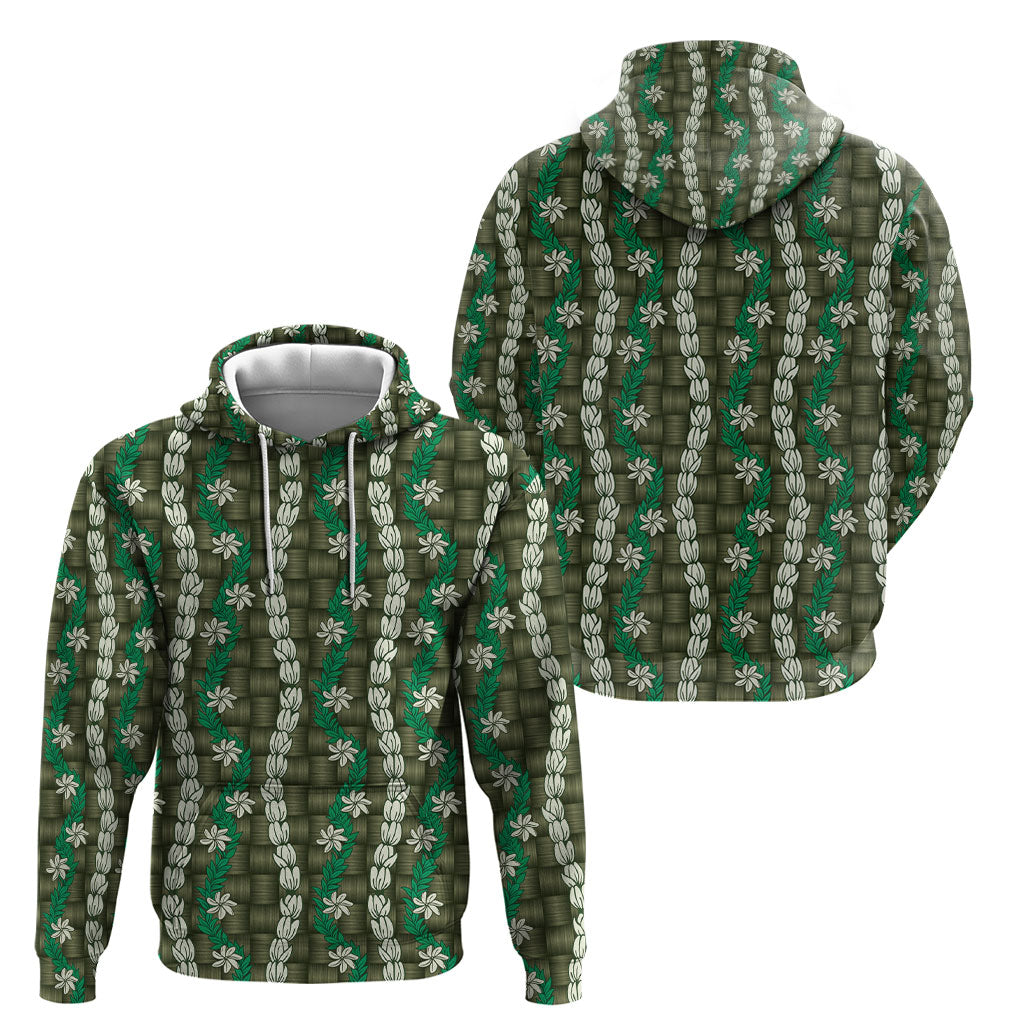 Pikake Maile Tiare Lei Hoodie Omaomao Lauhala Pattern