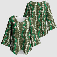 Pikake Maile Tiare Lei Kimono Sleeve Blouse Omaomao Lauhala Pattern