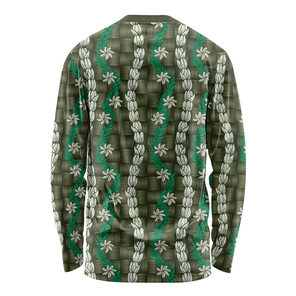 Pikake Maile Tiare Lei Long Sleeve Shirt Omaomao Lauhala Pattern