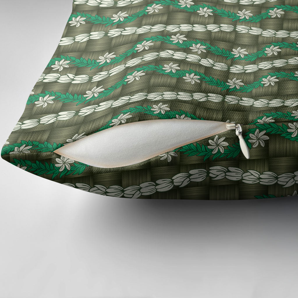 Pikake Maile Tiare Lei Pillow Cover Omaomao Lauhala Pattern