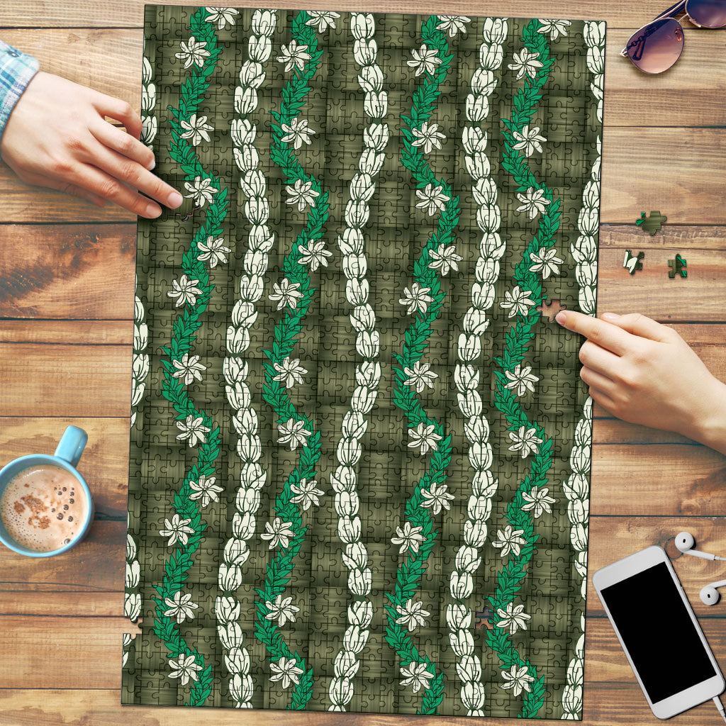 Pikake Maile Tiare Lei Puzzle Omaomao Lauhala Pattern LT01 Green - Polynesian Pride