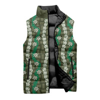 Pikake Maile Tiare Lei Sleeveless Puffer Jacket Omaomao Lauhala Pattern