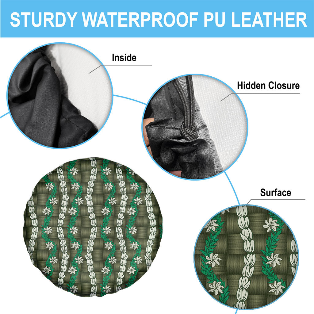 Pikake Maile Tiare Lei Spare Tire Cover Omaomao Lauhala Pattern