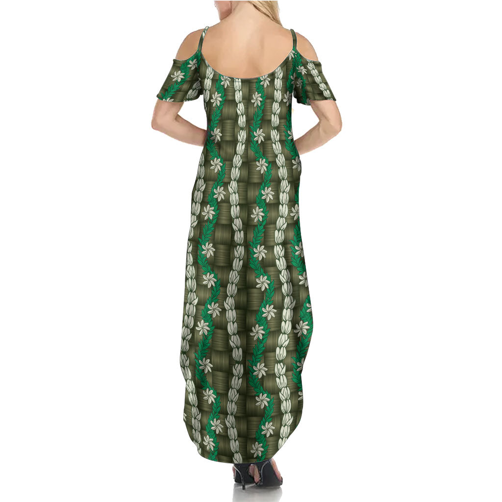 Pikake Maile Tiare Lei Summer Maxi Dress Omaomao Lauhala Pattern