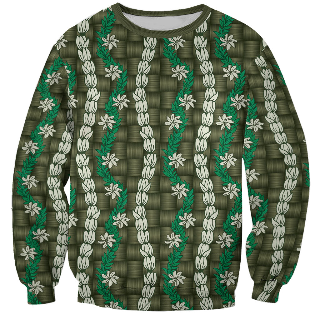 Pikake Maile Tiare Lei Sweatshirt Omaomao Lauhala Pattern