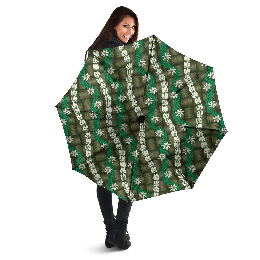 Pikake Maile Tiare Lei Umbrella Omaomao Lauhala Pattern