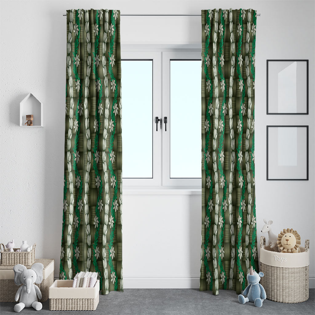 Pikake Maile Tiare Lei Window Curtain Omaomao Lauhala Pattern