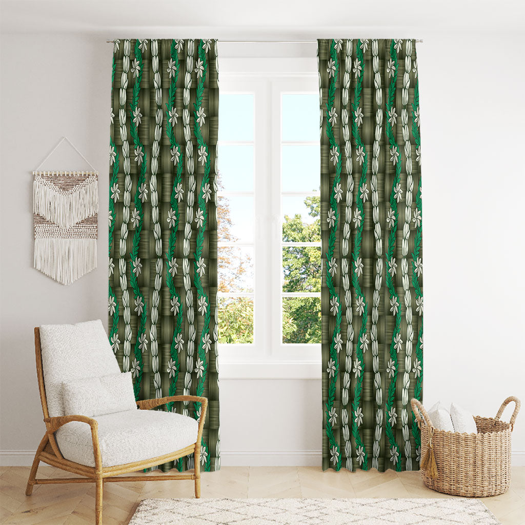Pikake Maile Tiare Lei Window Curtain Omaomao Lauhala Pattern