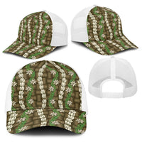 Pikake Maile Tiare Lei Baseball Net Cap Natural Lauhala Pattern