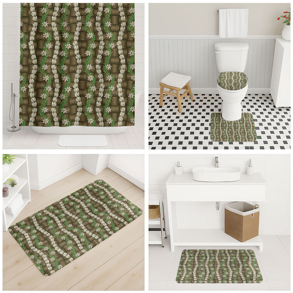 Pikake Maile Tiare Lei Bathroom Set Natural Lauhala Pattern