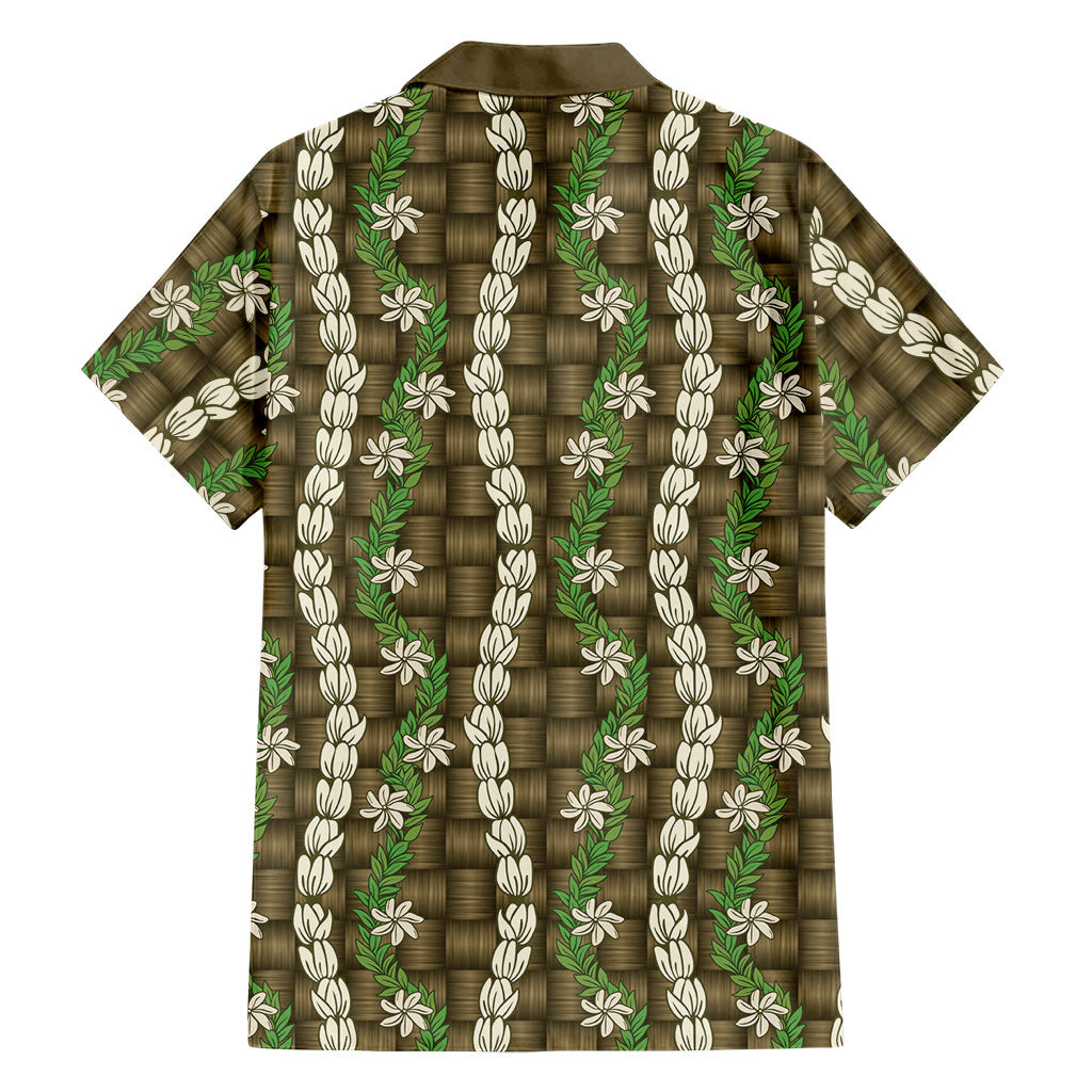 Pikake Maile Tiare Lei Family Matching Mermaid Dress and Hawaiian Shirt Natural Lauhala Pattern