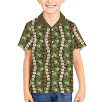 Pikake Maile Tiare Lei Family Matching Mermaid Dress and Hawaiian Shirt Natural Lauhala Pattern