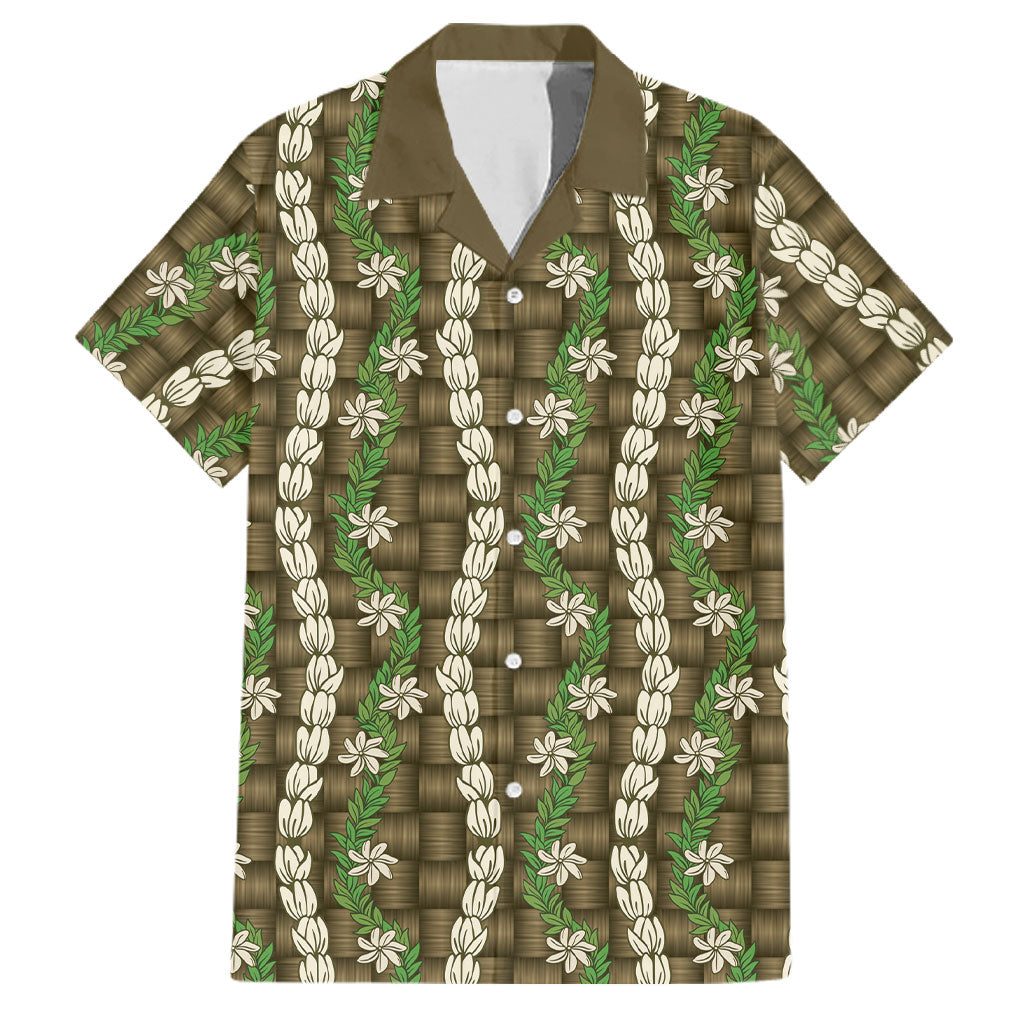 Pikake Maile Tiare Lei Family Matching Puletasi and Hawaiian Shirt Natural Lauhala Pattern