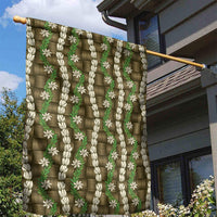 Pikake Maile Tiare Lei Garden Flag Natural Lauhala Pattern