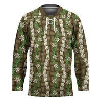 Pikake Maile Tiare Lei Hockey Jersey Natural Lauhala Pattern