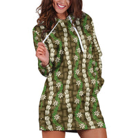 Pikake Maile Tiare Lei Hoodie Dress Natural Lauhala Pattern