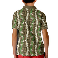 Pikake Maile Tiare Lei Kid Polo Shirt Natural Lauhala Pattern